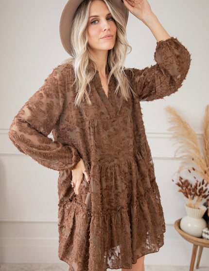 Fuzzy Flowers Brown - Dress