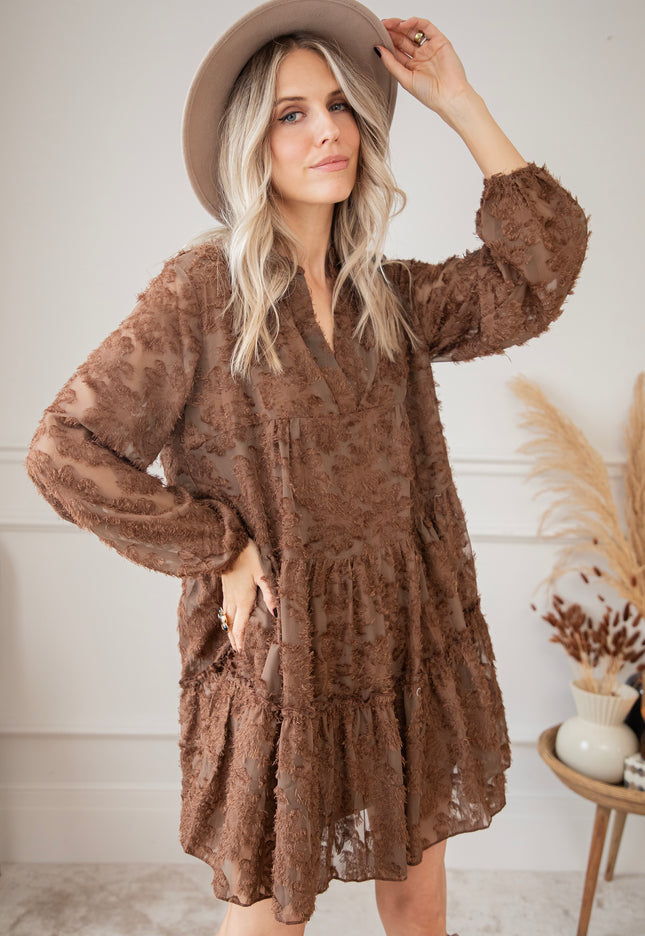 Fuzzy Flowers Brown - Dress