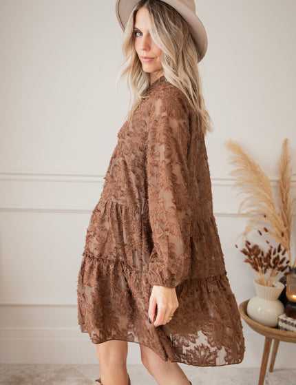 Fuzzy Flowers Brown - Dress