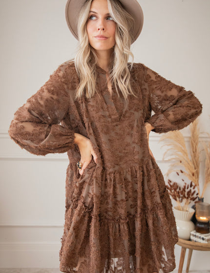 Fuzzy Flowers Brown - Dress