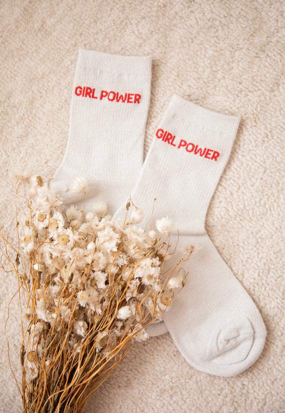 Socken - Girl Power Moves - Weiß/Rot 