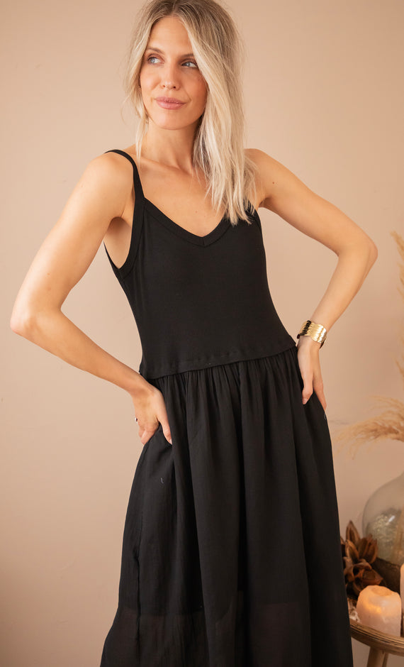 Soraya Strap Black - Maxi Jurk