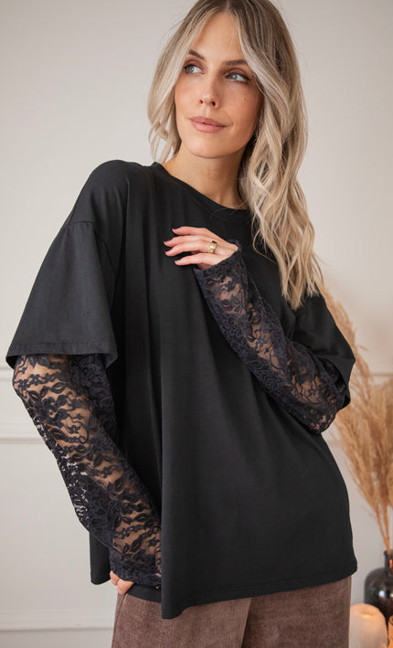 Base & Lace Black - Longsleeve