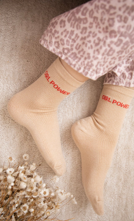 Girl Power Moves Beige/Red - Socks