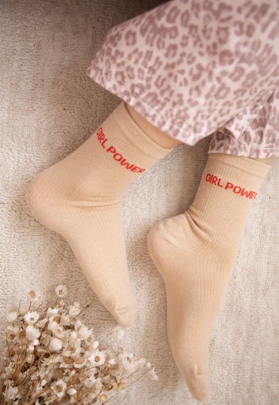 Socken - Girl Power Moves - Beige/Rot