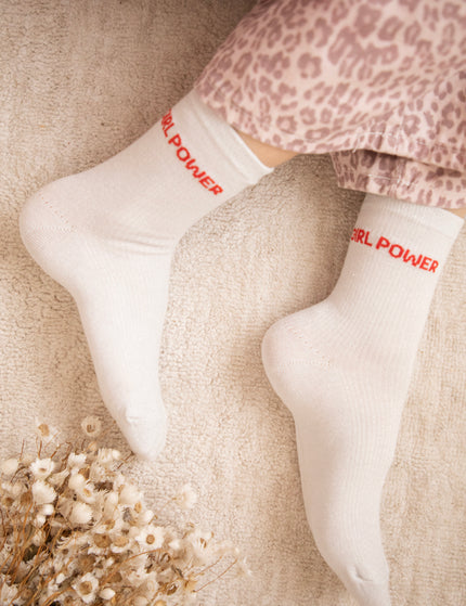 Girl Power Moves Off White/Red - Socks