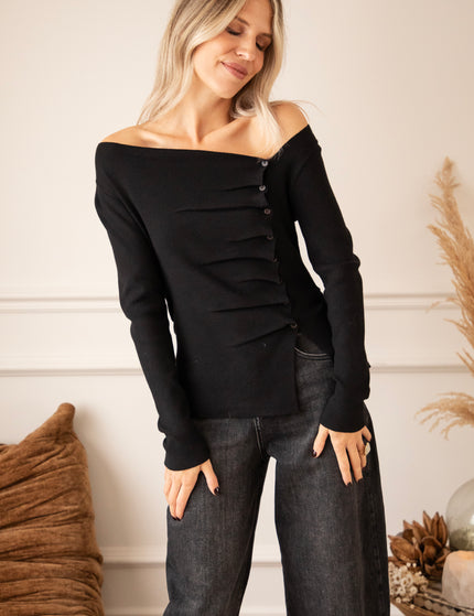 Donna Draped Black - Longsleeve