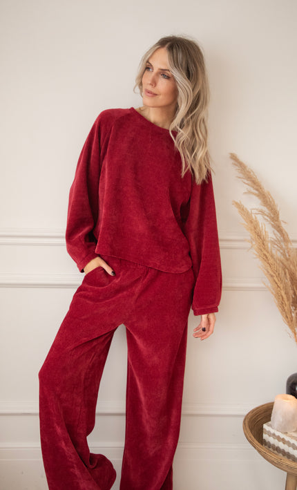 Velvy Mae Burgundy - Broek