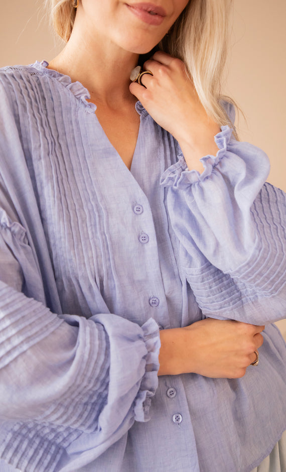 Fine Folds Blue - Blouse