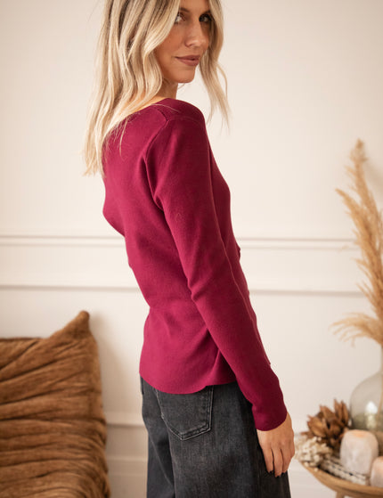 Donna Draped Burgundy - Longsleeve