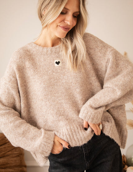 Pullover - Middle Of My Heart - Weiches Taupe