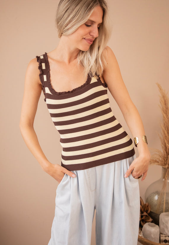 Stretch & Stripes Butter Yellow/Brown - Top