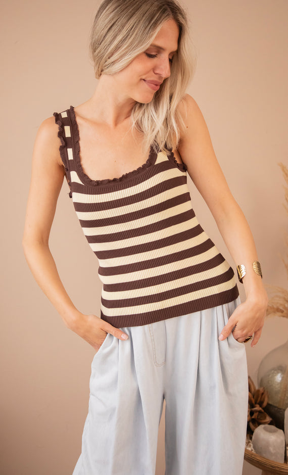 Stretch & Stripes Butter Yellow/Brown - Top