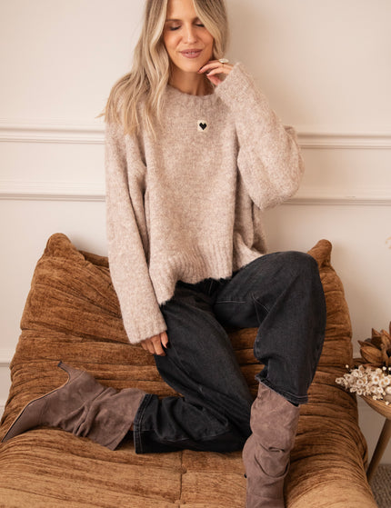 Pullover - Middle Of My Heart - Weiches Taupe