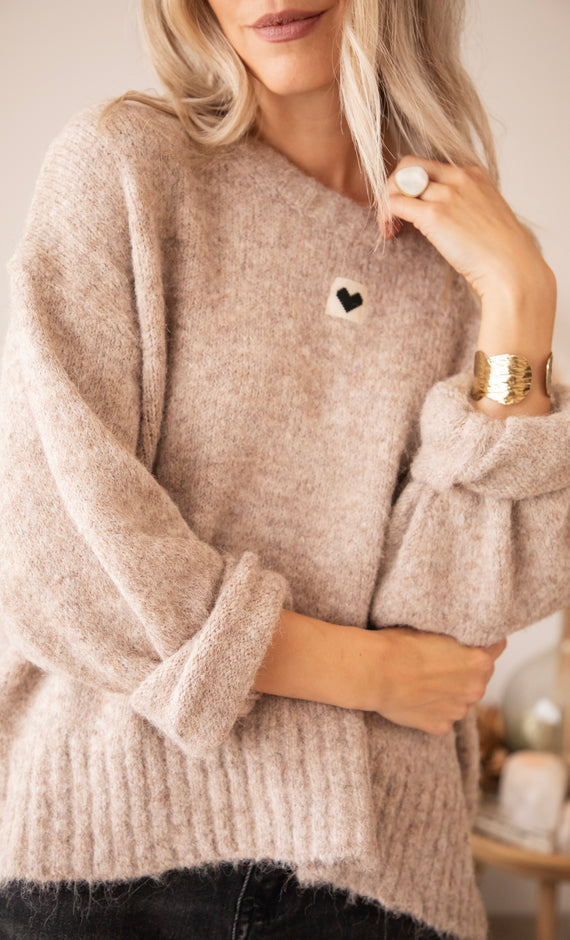 Middle Of My Heart Soft Taupe - Trui