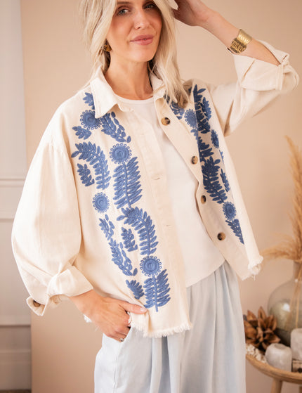 Jacke - Florious - Beige/Dunkelblau