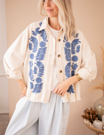 Jacke - Florious - Beige/Dunkelblau