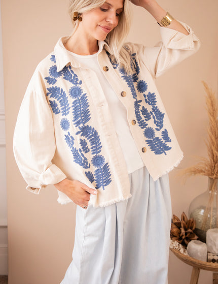 Jacke - Florious - Beige/Dunkelblau