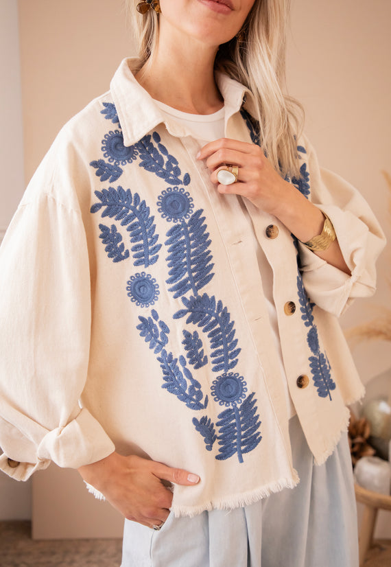 Florious Beige/Dark Blue - Jacket