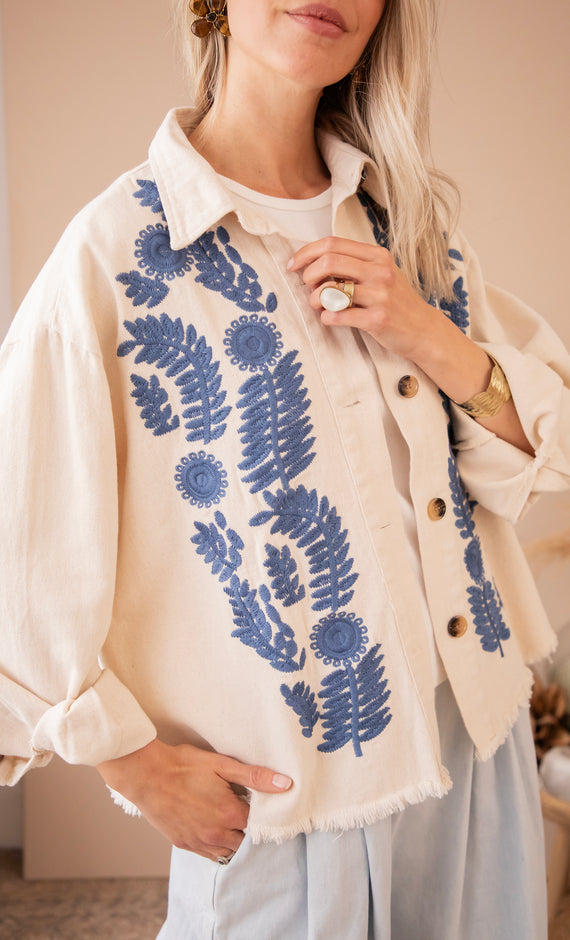 Florious Beige/Dark Blue - Jacket