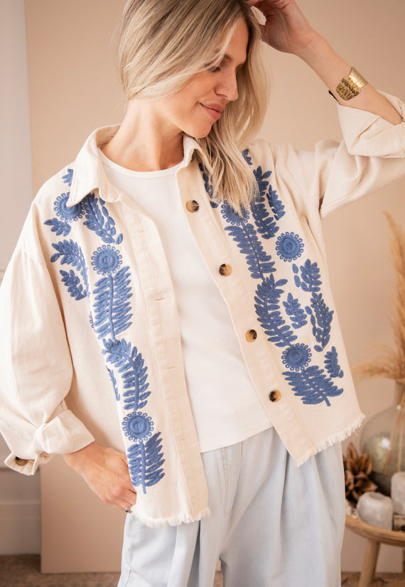 Florious Beige/Dark Blue - Jacket