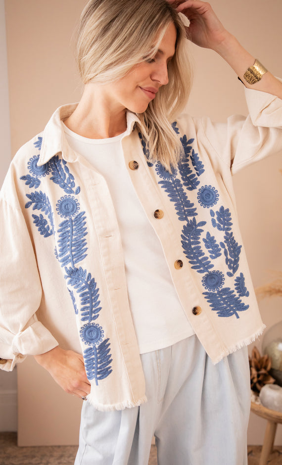 Florious Beige/Dark Blue - Jacket