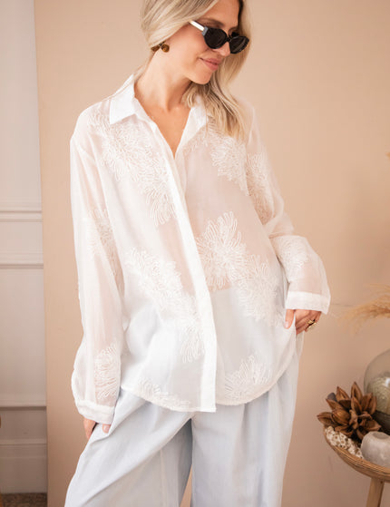 Bluse - Flower Mist - Weiß