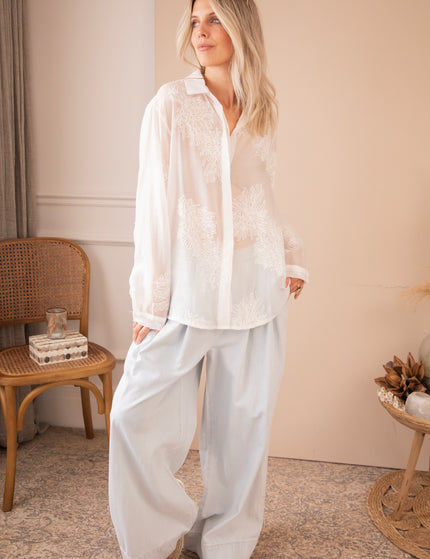 Bluse - Flower Mist - Weiß