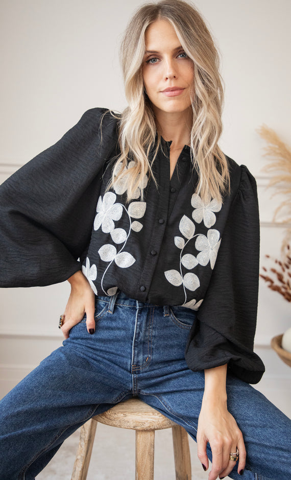 Floraly Black - Blouse