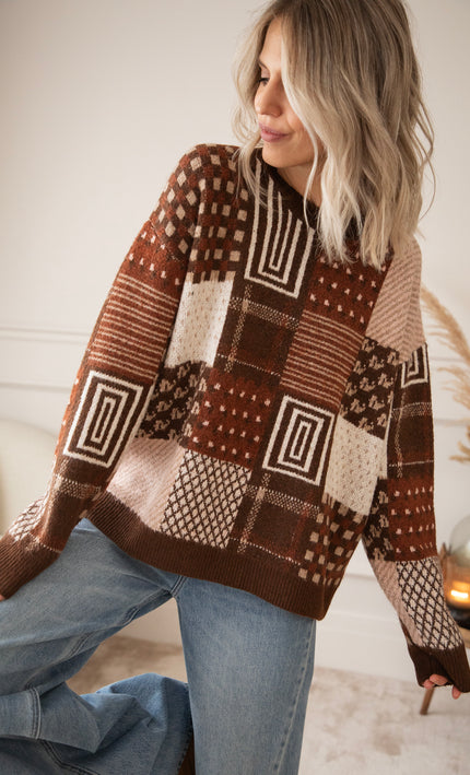 Pullover - Pattern Plaid - Choco/Bordeaux