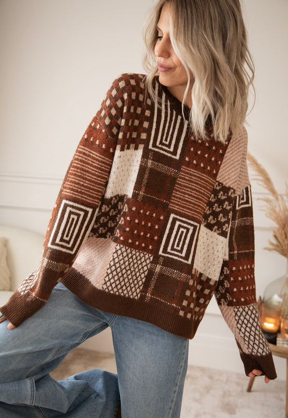 Pullover - Pattern Plaid - Choco/Bordeaux