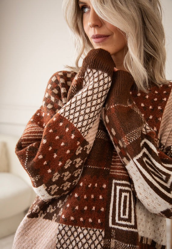 Pullover - Pattern Plaid - Choco/Bordeaux