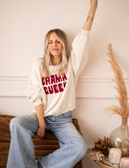 Drama Queen Soft Grey/Burgundy - Sweater