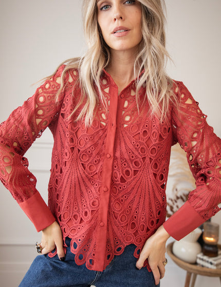 Bluse - Lace Lynn - Rot