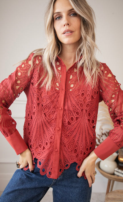 Lace Lynn Red - Blouse