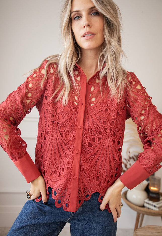 Bluse - Lace Lynn - Rot