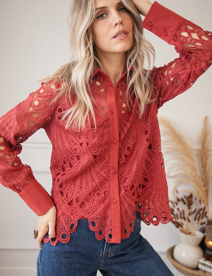 Bluse - Lace Lynn - Rot