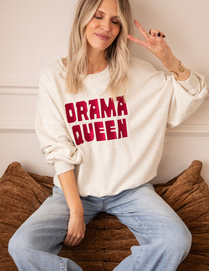 Drama Queen Soft Grey/Burgundy - Sweater