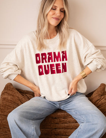 Drama Queen Soft Grey/Burgundy - Sweater