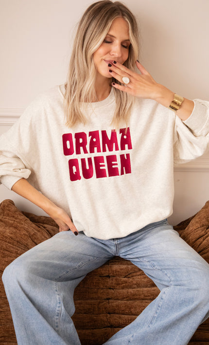 Drama Queen Soft Grey/Burgundy - Sweater