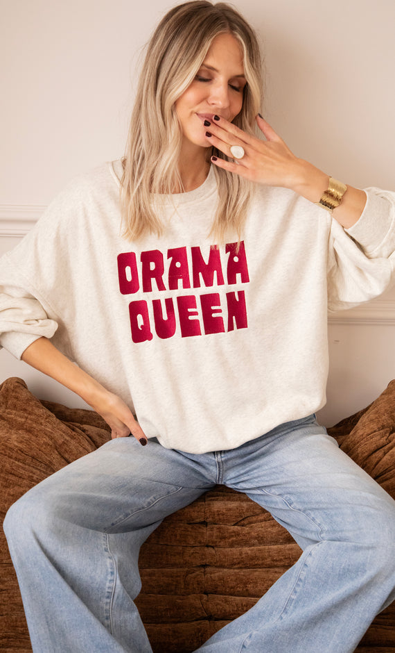 Pullover - Drama Queen - Hellgrau/Burgund