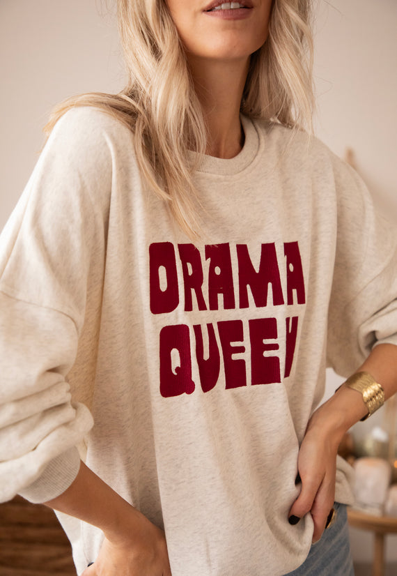 Drama Queen Soft Grey/Burgundy - Sweater