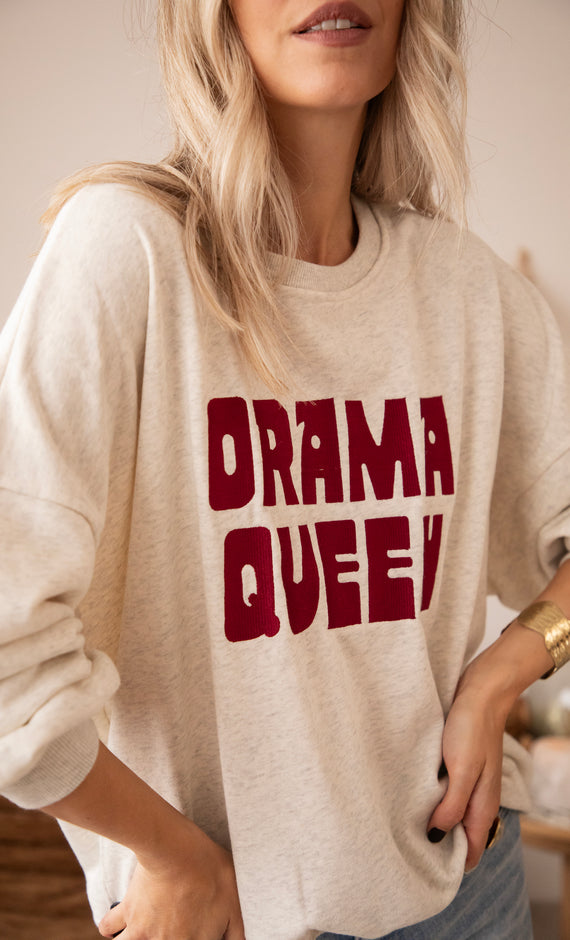 Pullover - Drama Queen - Hellgrau/Burgund