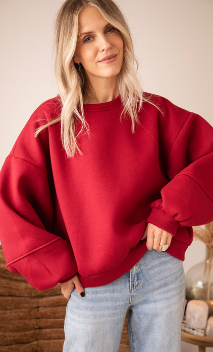Snuggle Up Cherry Red - Sweater