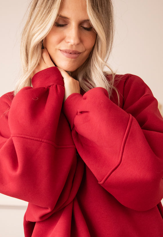 Snuggle Up Cherry Red - Sweater