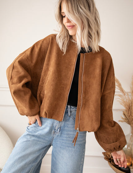 Yvana Velour Bomber Caramel - Jacket