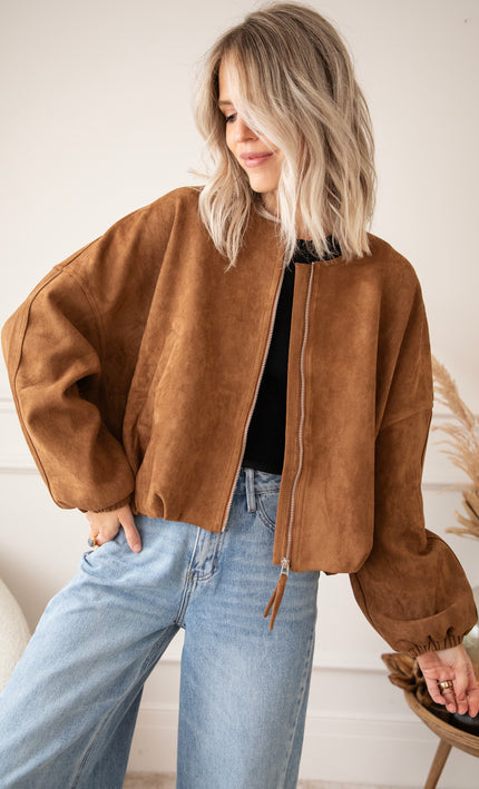 Yvana Velour Bomber Caramel - Jacket