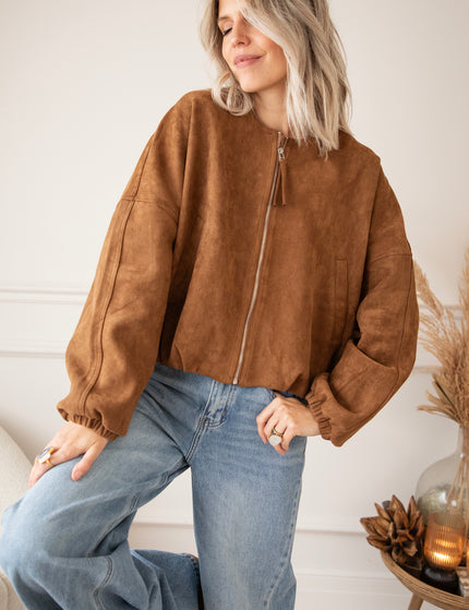 Yvana Velour Bomber Caramel - Jacket