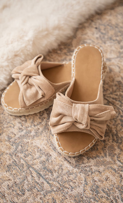 Belle Bow Café Au Lait - Slippers