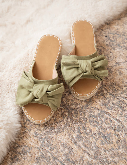 Belle Bow Khaki - Slippers